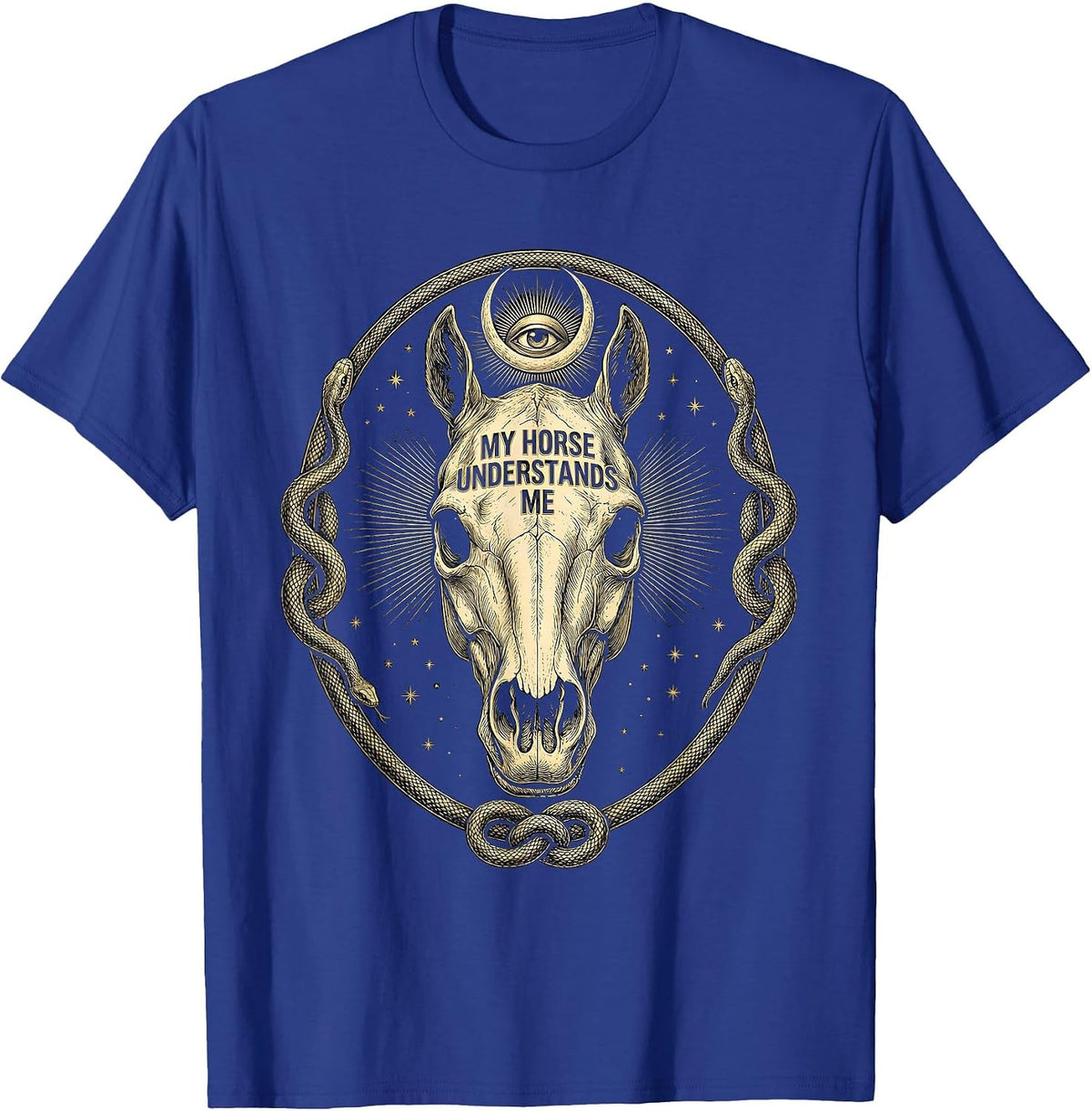 My Horse Understands Me Cowgirl Design T-Shirt - Royal Blue