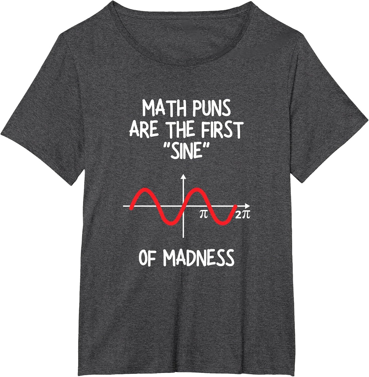 Math Puns are The First Sine of Madness - Funny Math Lover T-Shirt - Dark Heather Grey