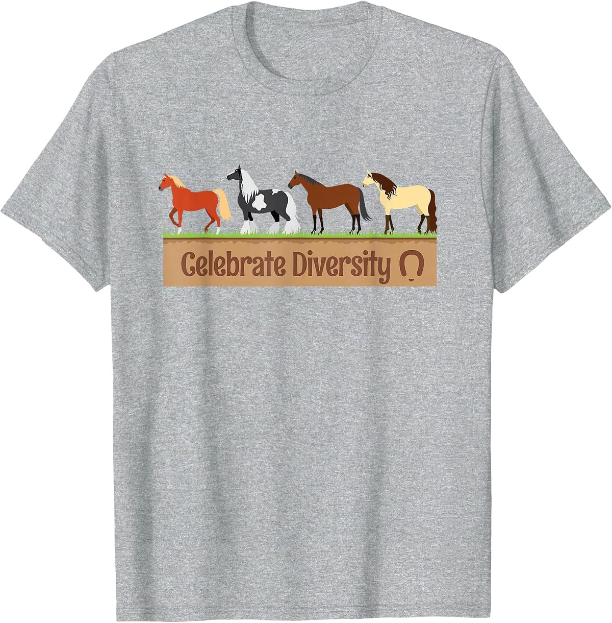 Celebrate Diversity Horse Breed Shirt Equestrian Types Horse T-Shirt - Heather Grey
