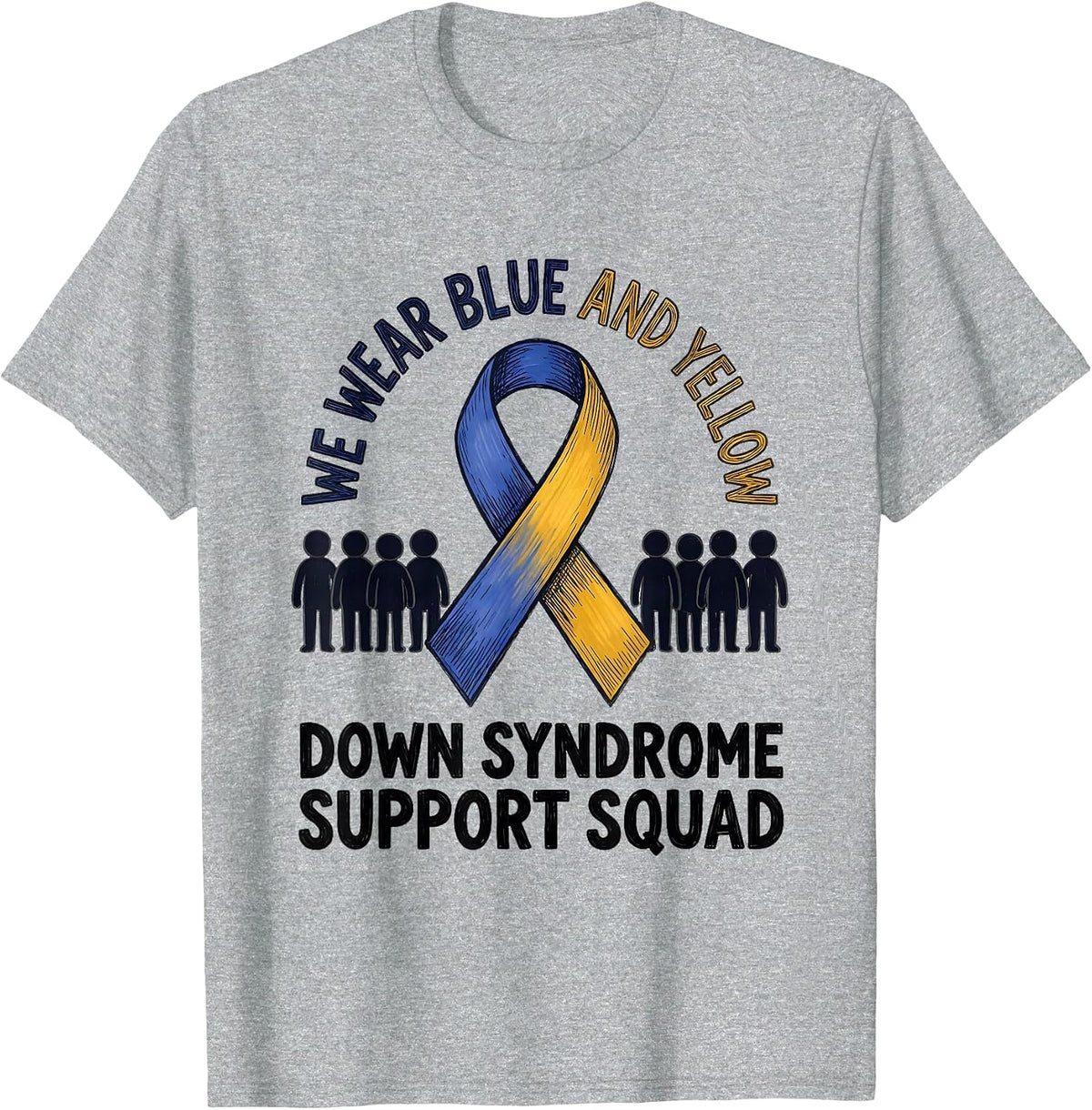 Men's We Wear Blue and Yellow — Down Syndrome Support Squad T-Shirt - Heather Grey