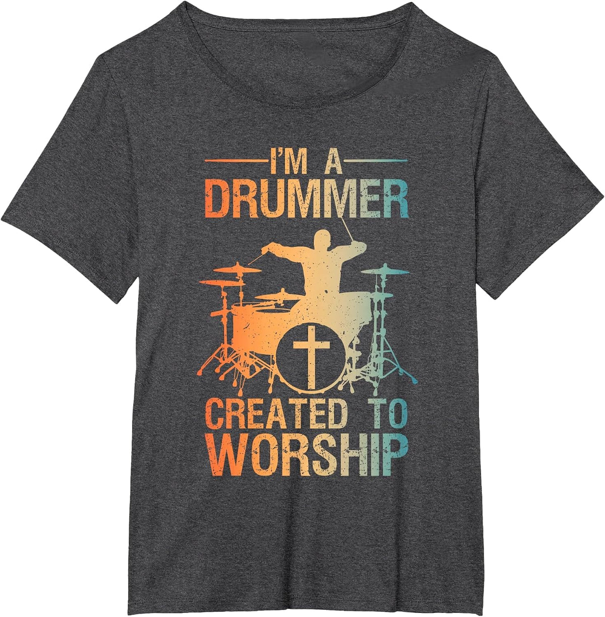 Funny Christian Drummer Art for Men Women Drum Player Lover T-Shirt - Dark Heather Grey