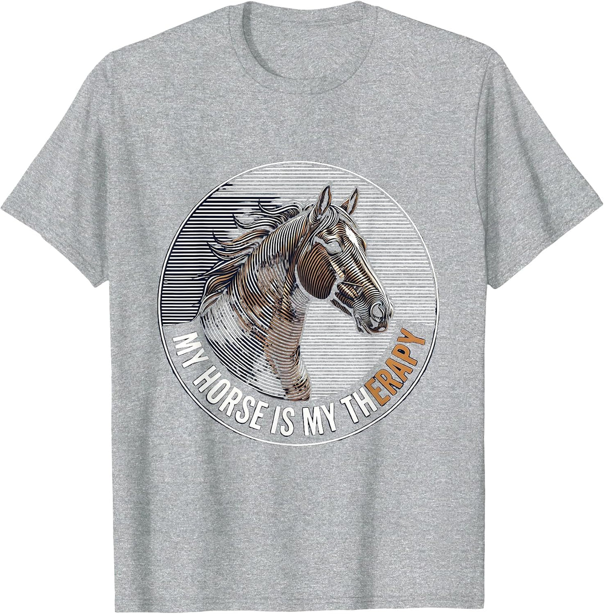 Men's My Horse Is My Therapy Equestrian Design T-Shirt - Heather Grey