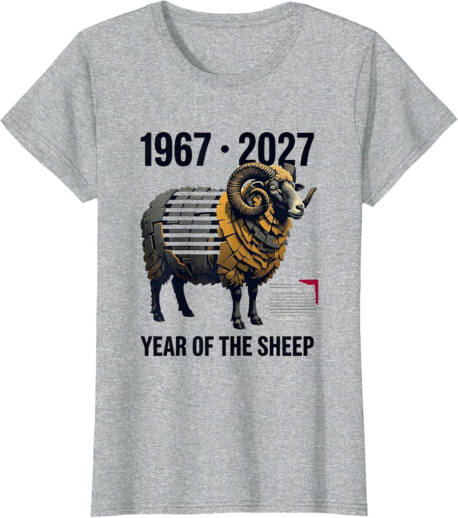 1967 · 2027 Year Of The Sheep Zodiac 60th Birthday Lunar New T-Shirt - Heather Grey