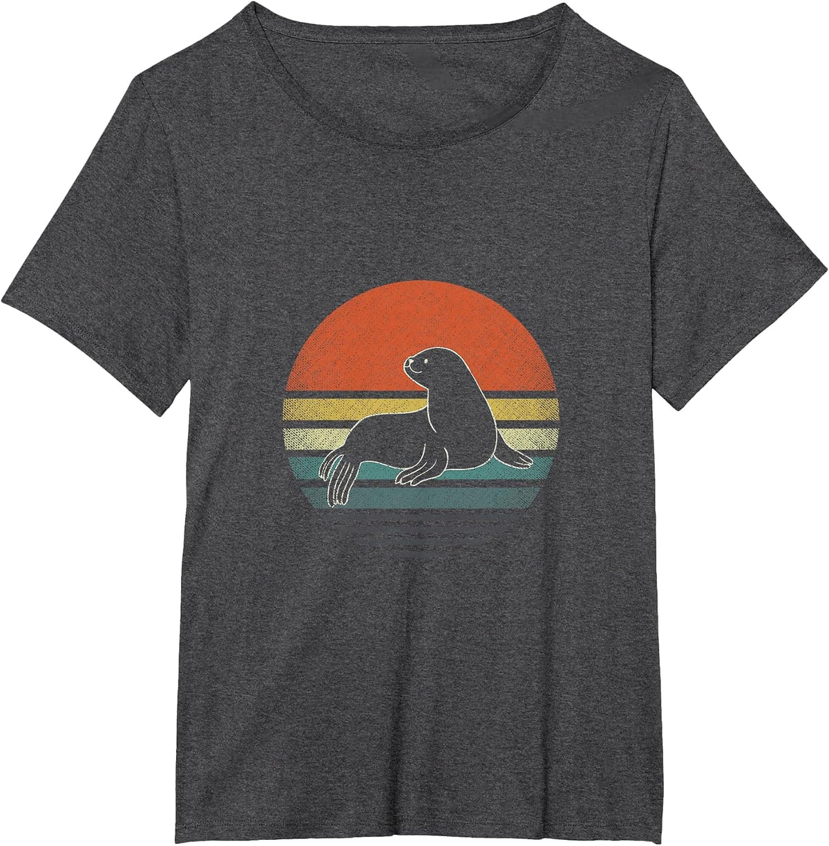 Retro Sea Lion T-Shirt - Dark Heather Grey