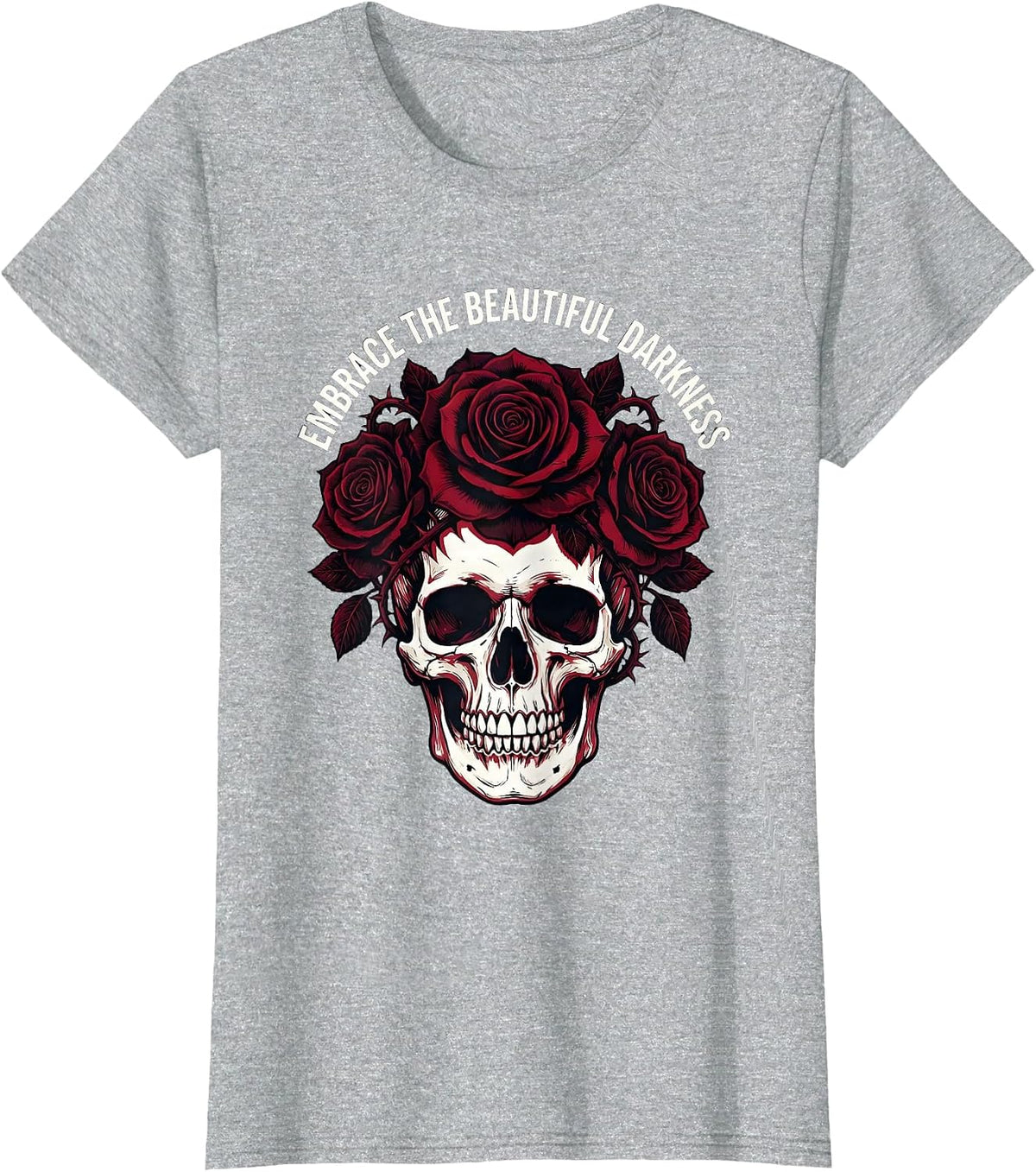 Embrace the Beautiful Darkness Goth Design T-Shirt - Heather Grey
