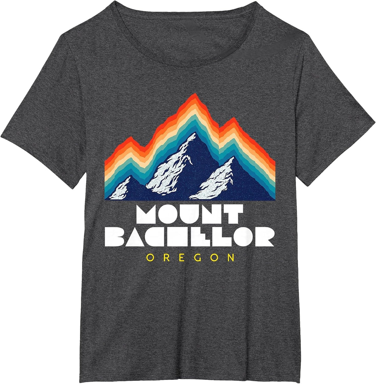 Mount Bachelor, Oregon - USA Ski Resort 1980s Retro T-Shirt - Dark Heather Grey