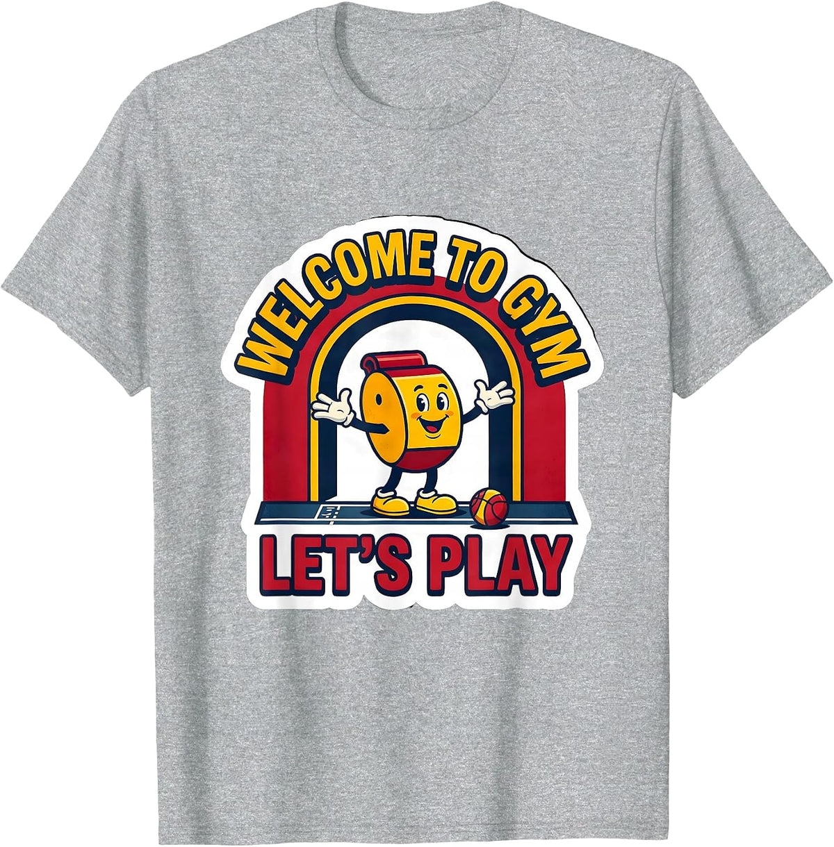 Men's Welcome To Gym Let's Play Funny PE Teacher Back To School T-Shirt - Heather Grey