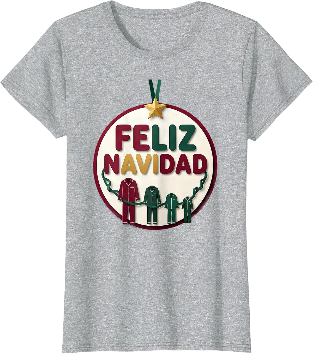 Women's Feliz Navidad Family Matching Spanish Mexican Christmas T-Shirt - Heather Grey