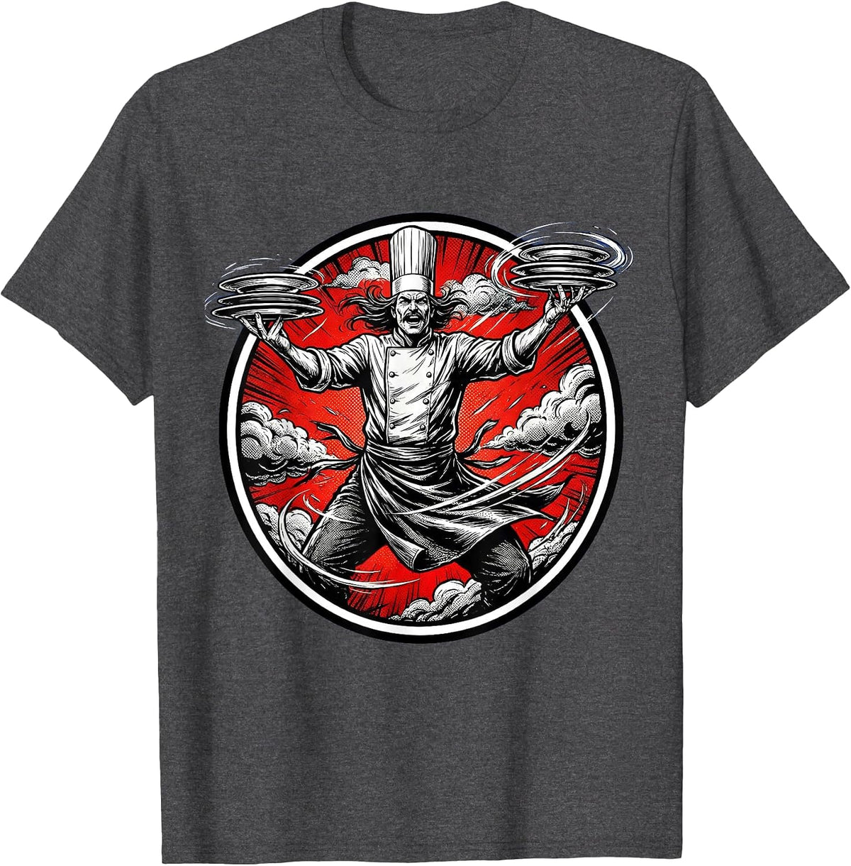 Chaos Coordinator Chef Spinning Plates Storm Graphic T-Shirt - Dark Heather Grey