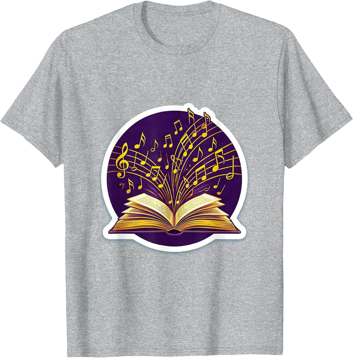 Men's Music Teacher Gift Music Notes Flying From Book T-Shirt - Heather Grey