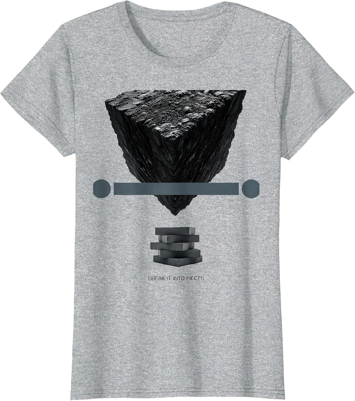Break It Into Pieces Math Teacher Nerdy Pun Humor T-Shirt - Heather Grey