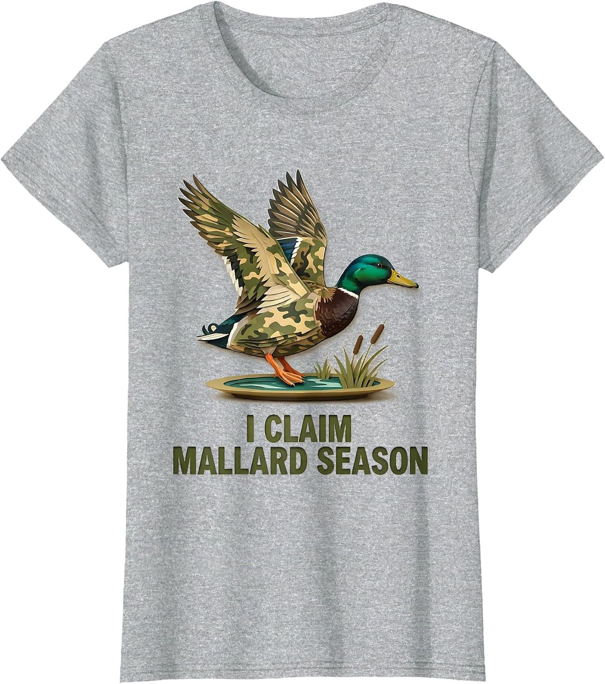 I Claim Mallard Season Hunting Camo Duck Waterfowl Gift T-Shirt - Heather Grey