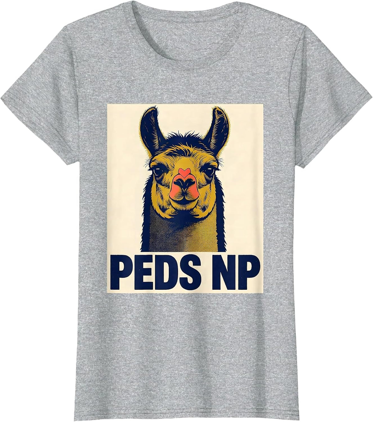 Women's PEDS NP Cute Llama Pediatric Nurse Practitioner NICU PICU T-Shirt - Heather Grey