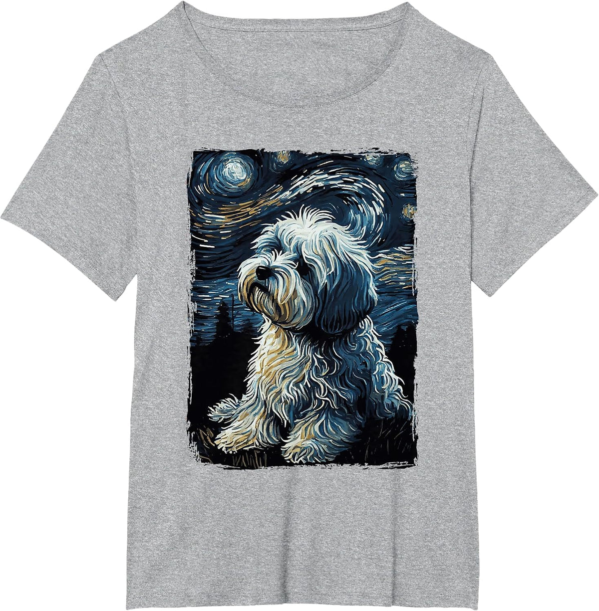 Havanese Dog Starry Night T-Shirt - Heather Grey