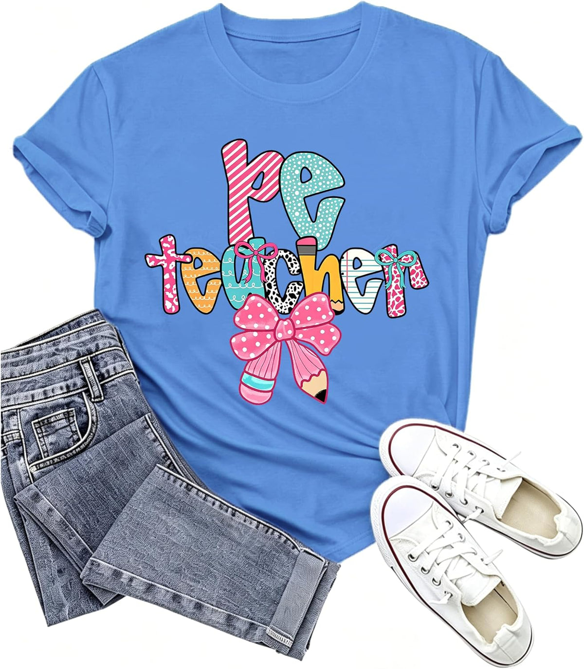 Pe Teacher Shirt Funny Physical Education Teacher Shirts School Pe Teachers T-Shirt for Women Gym Teachers Gifts - Crewneck