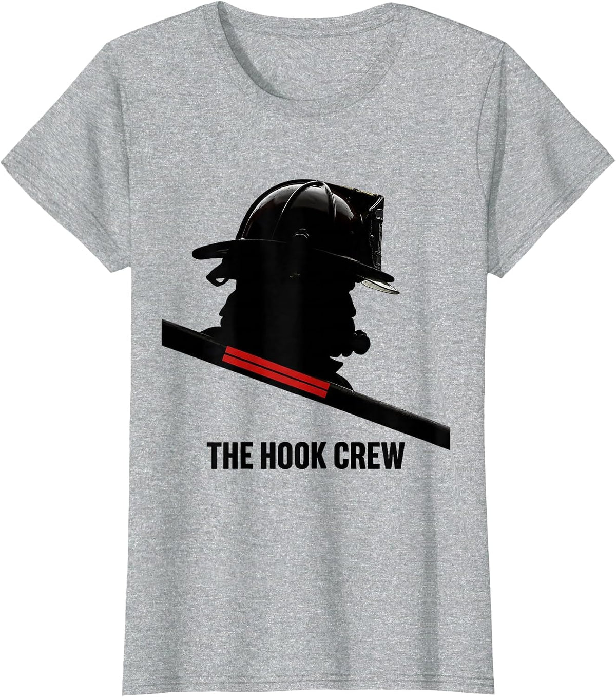 Women's THE HOOK CREW Firefighter Silhouette Humor Tribute Gift T-Shirt - Heather Grey