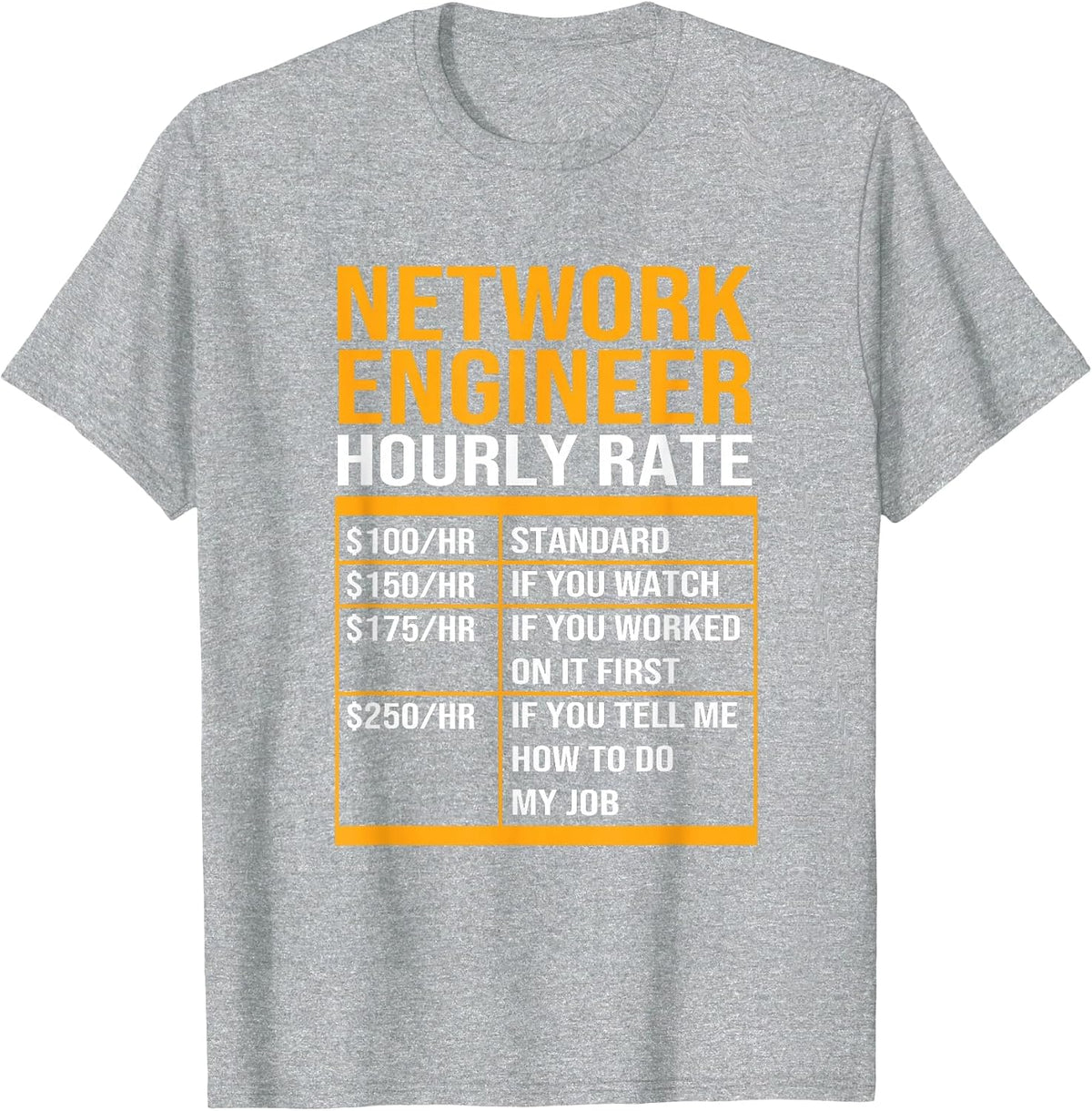 Network Systems Network Engineers Hourly Rate T-Shirt - Heather Grey