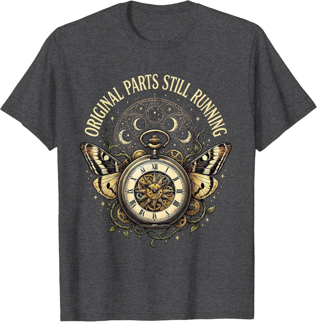 Men's Original Parts Still Running Vintage Mechanic Design T-Shirt - Dark Heather Grey