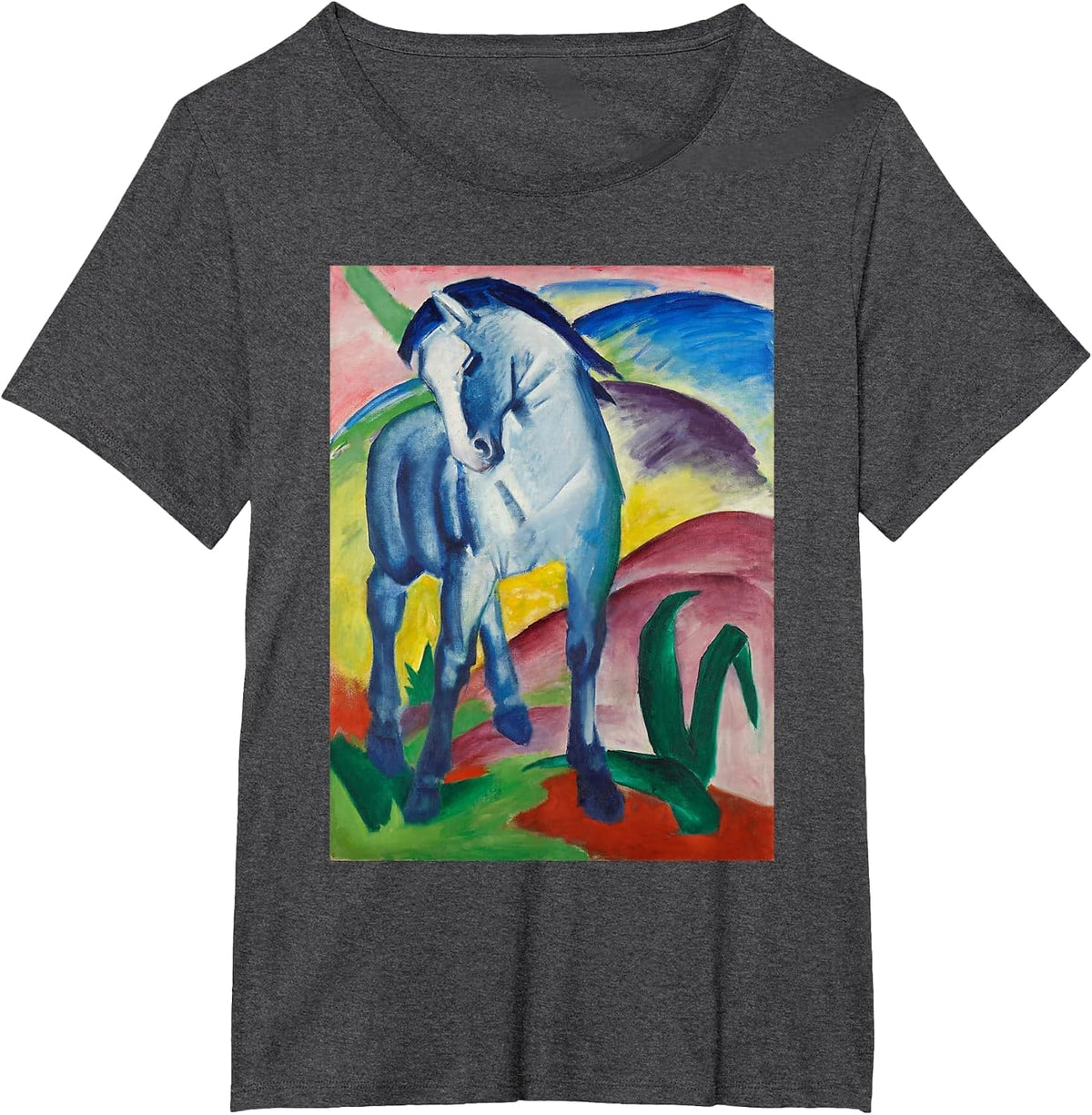 Blue Horse Franz Marc Colourful Expressionism T-Shirt - Dark Heather Grey