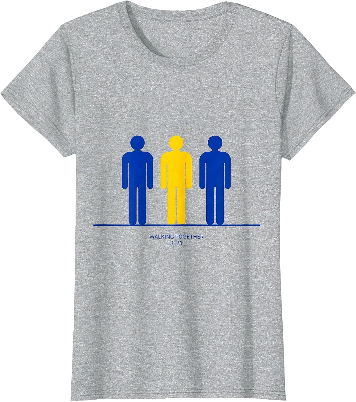 Walking Together, 321 Down Syndrome Awareness Family Support T-Shirt - Heather Grey
