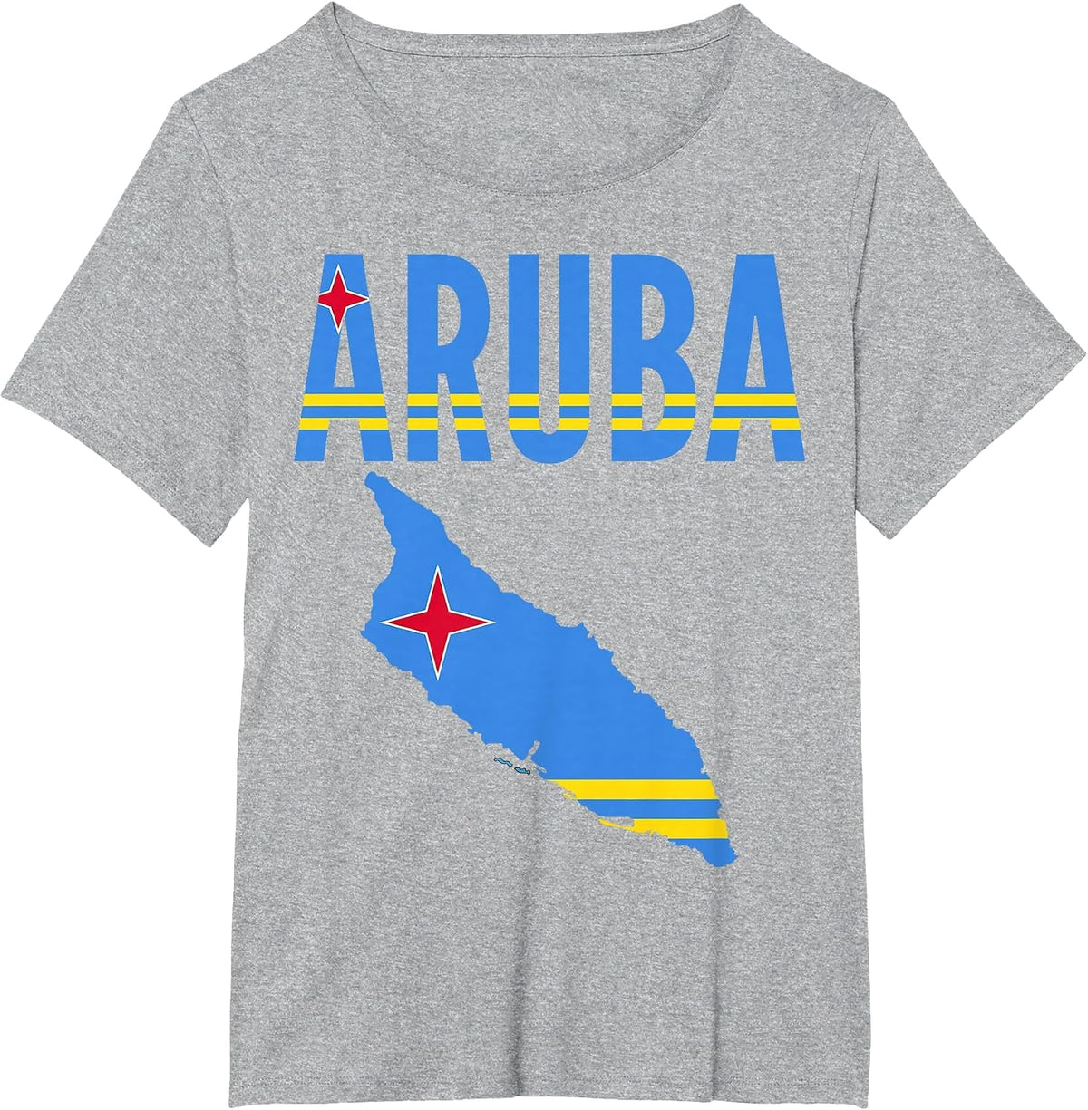 Aruban - Aruba Country Map Flag T-Shirt - Heather Grey