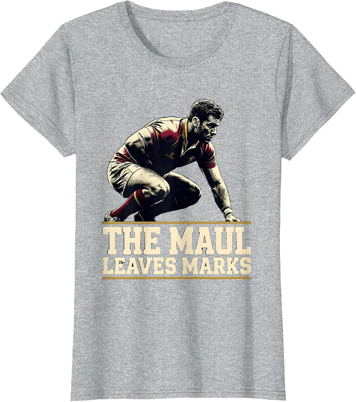 The Maul Leaves Marks Funny Rugby Player Coach Humor T-Shirt - Heather Grey