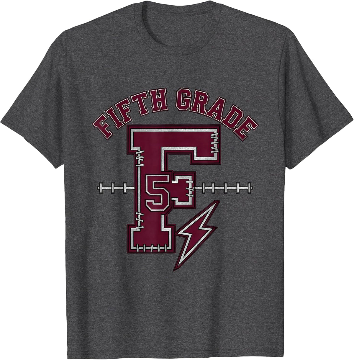 Fifth Grade Retro Teacher Lightning Bolt Pencil T-Shirt - Dark Heather Grey