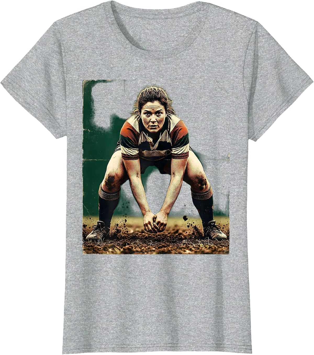 Rugby Scrum Formation Graphic Tee T-Shirt - Heather Grey