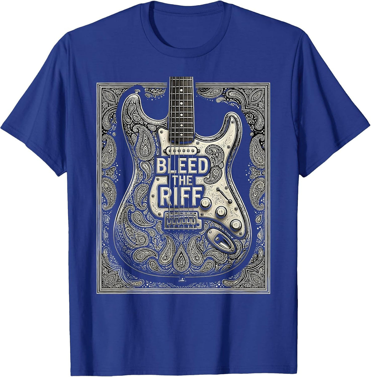 Bleed The Riff Metal Band Graphic Design T-Shirt - Royal Blue