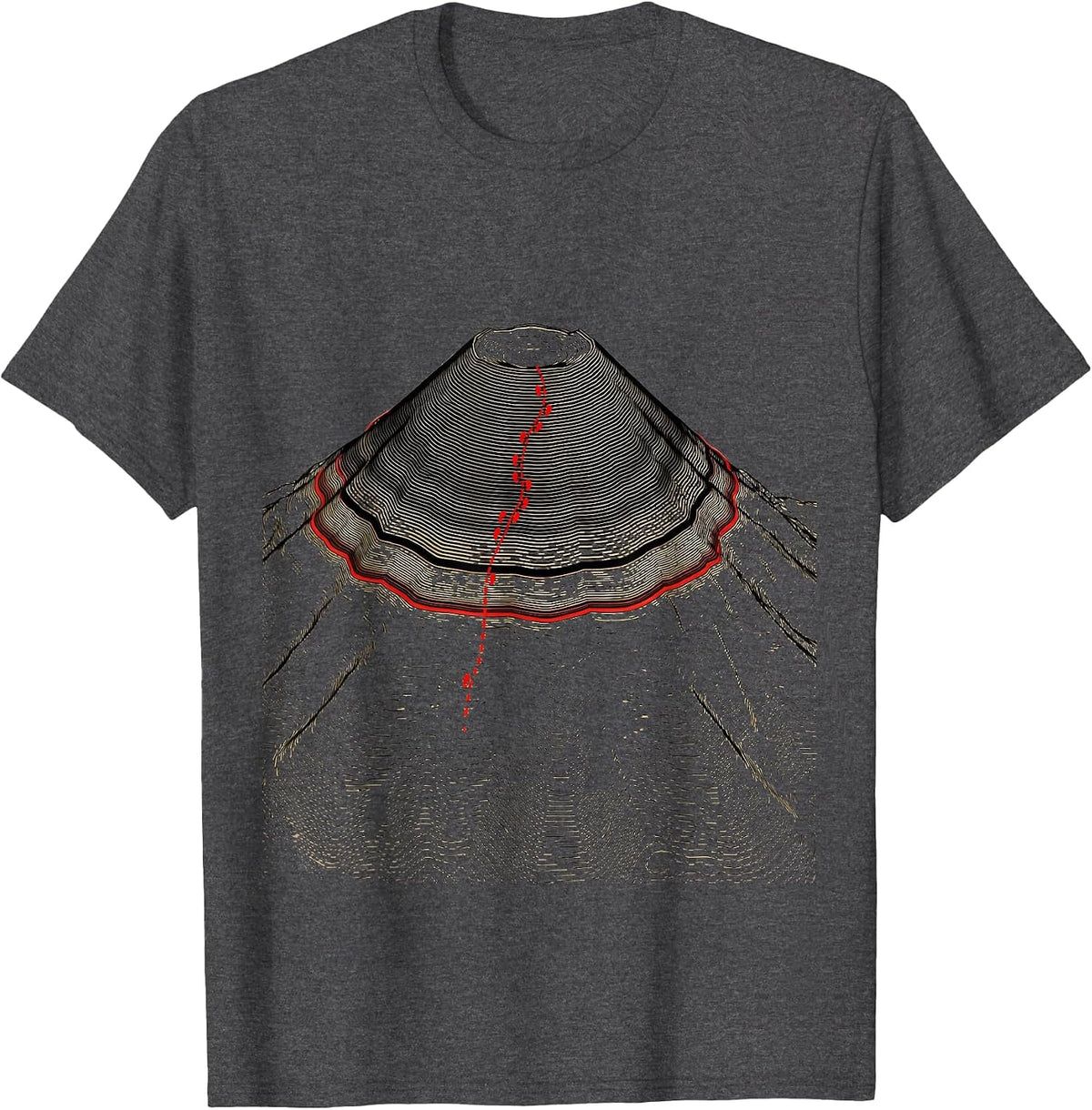 Men's Topographic Peak Contour Map Geography Fun T-Shirt - Dark Heather Grey
