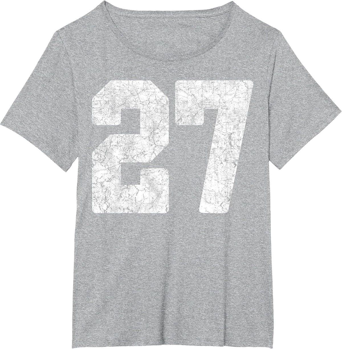 Distressed White Number 27 Jersey Player Uniform #27 Grunge T-Shirt - Heather Grey