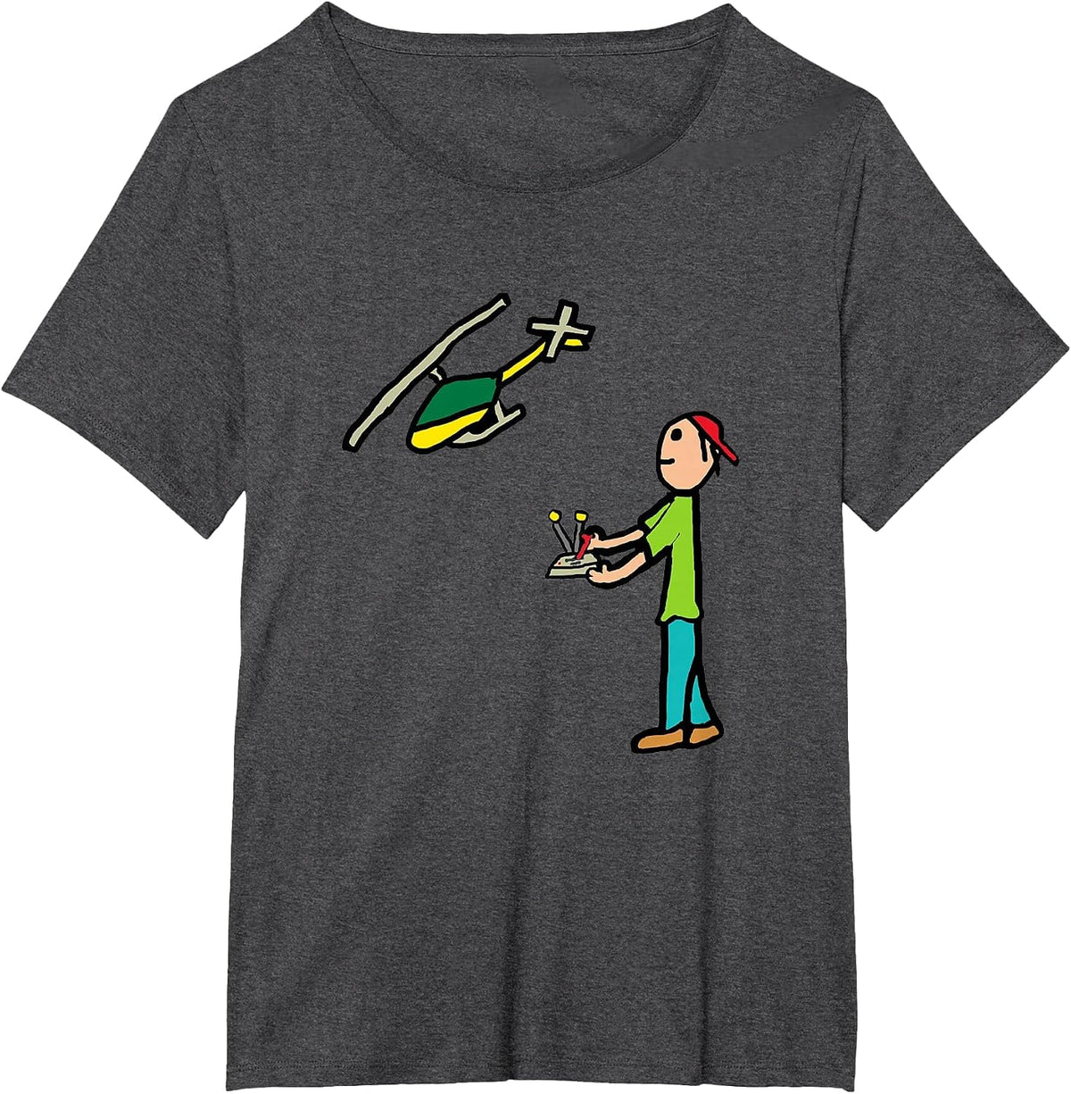 RC Model Helicopter Flying T-Shirt - Dark Heather Grey