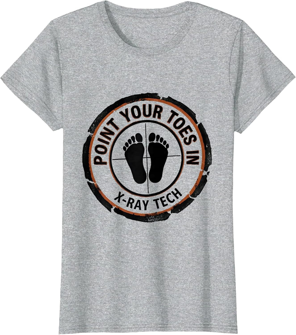 Point Your Toes In X-Ray Tech Rubber Stamp Rad Tech T-Shirt - Heather Grey
