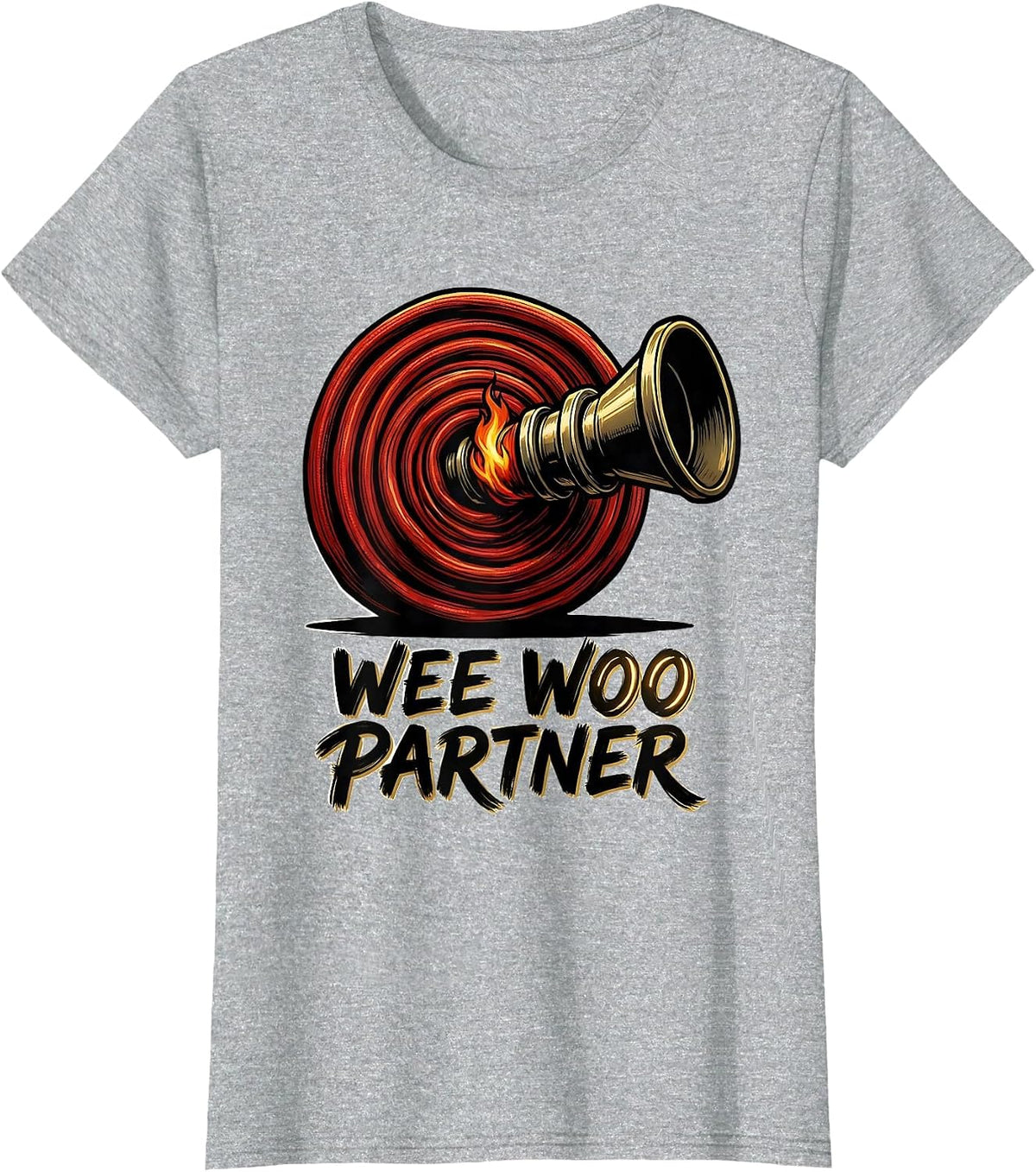 Wee Woo Partner Funny Firefighter Wife Fire Department Pride T-Shirt - Heather Grey