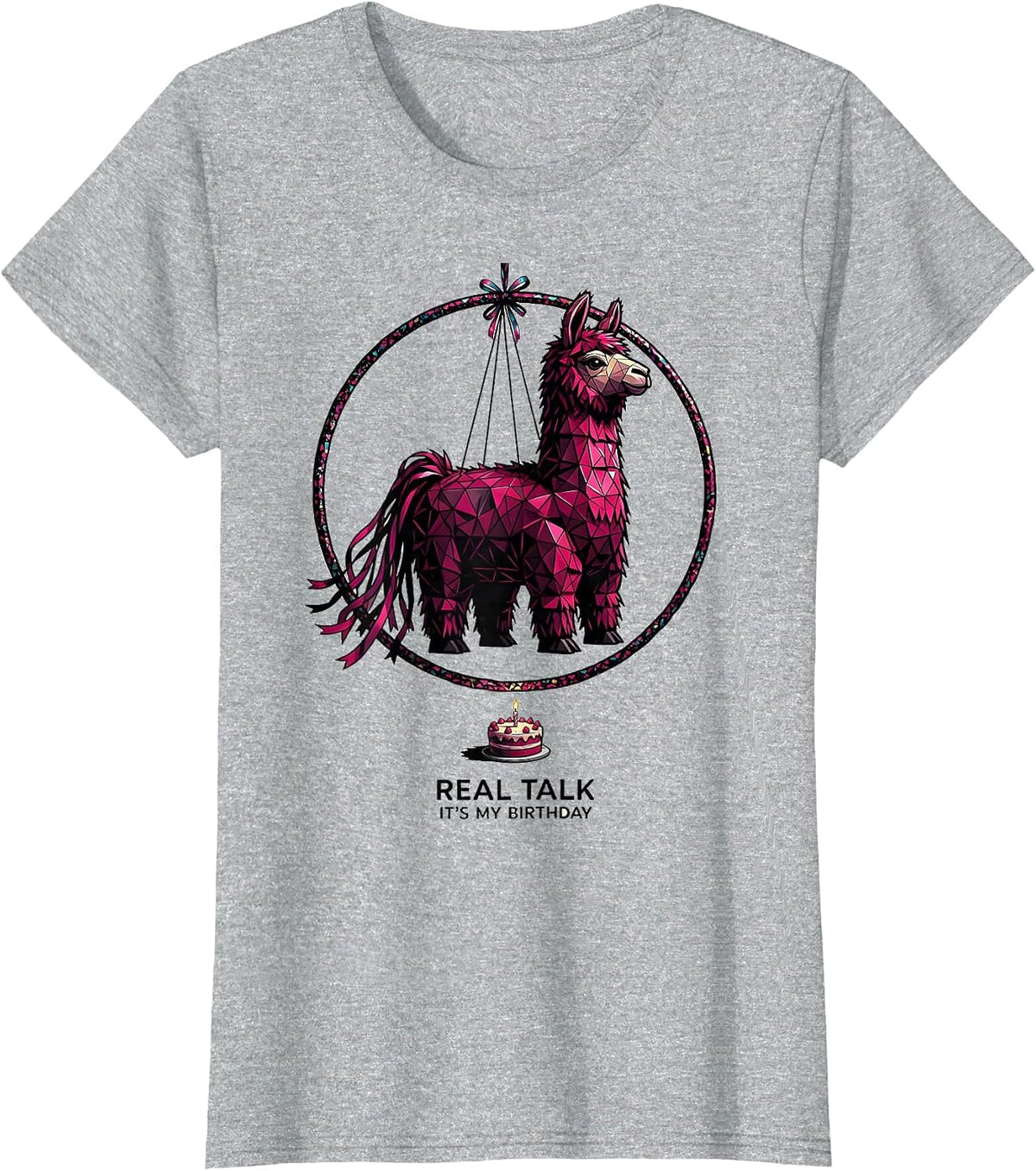 Real Talk It's My Birthday Funny Llama Piñata Birthday Boy T-Shirt - Heather Grey