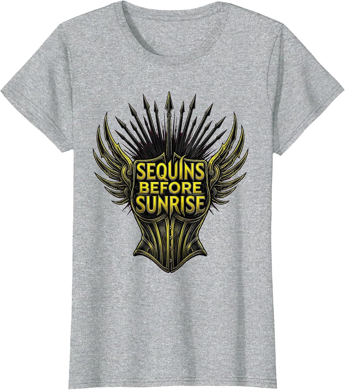 Sequins Before Sunrise Showgirl Design T-Shirt - Heather Grey