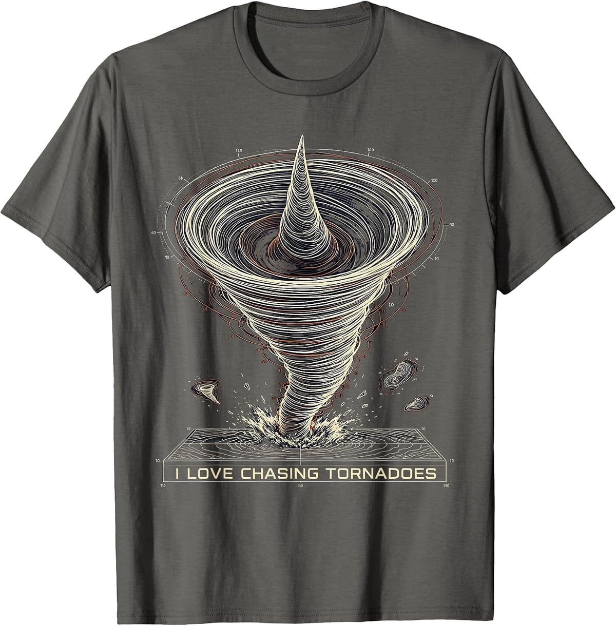 Men's I Love Chasing Tornadoes Funny Storm Chaser Meteorology Gift T-Shirt - Asphalt Grey