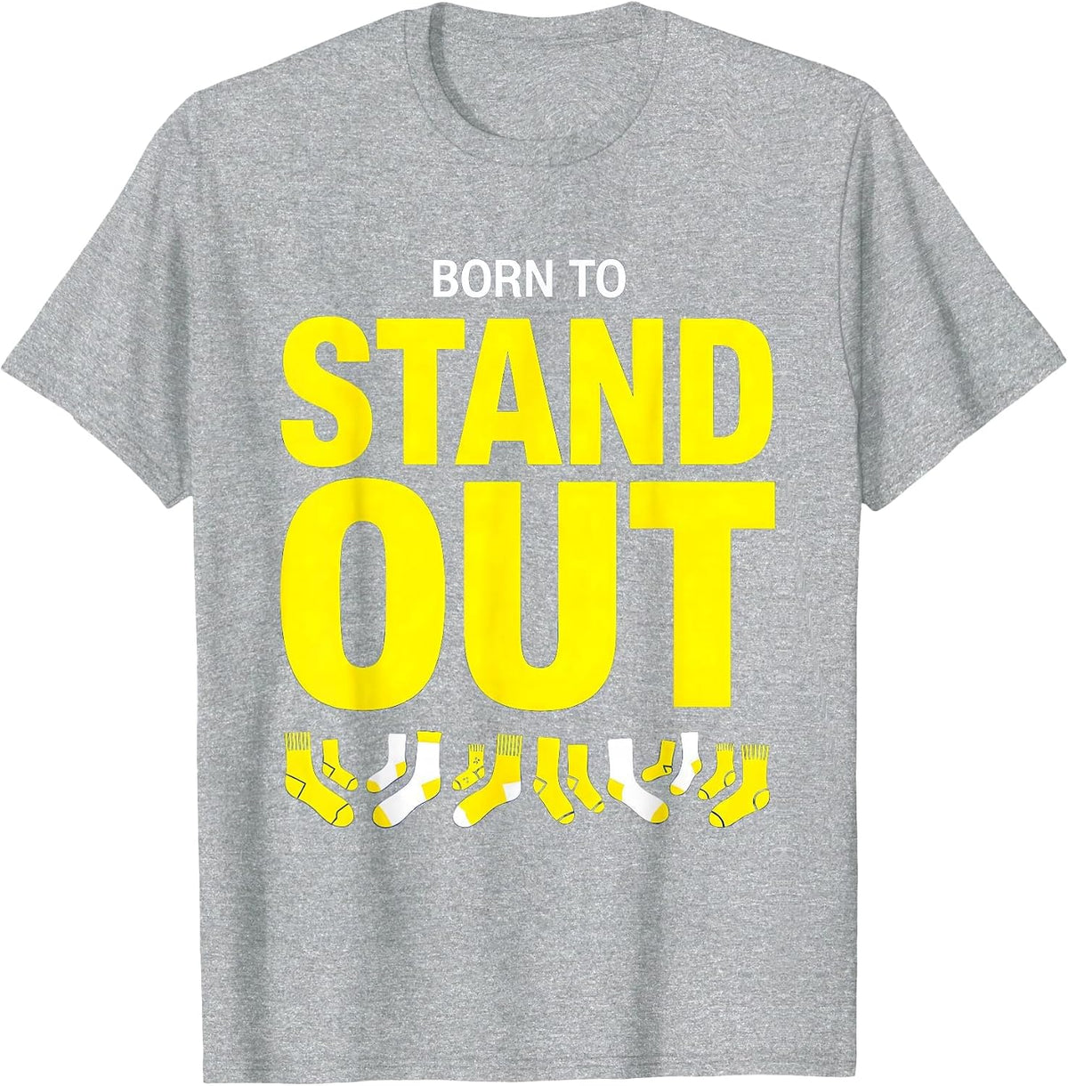 Men's Born to Stand Out Down Syndrome Awareness Design T-Shirt - Heather Grey