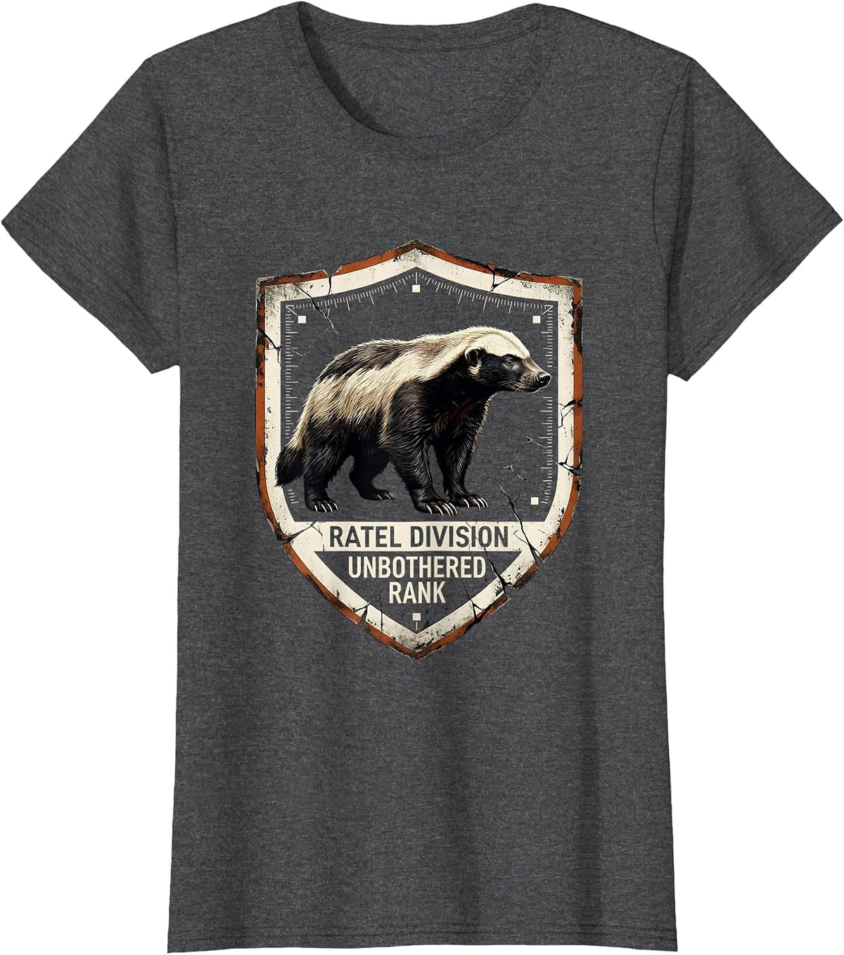 Women's Ratel Division, Unbothered Rank Funny Honey Badger Wildlife T-Shirt - Dark Heather Grey