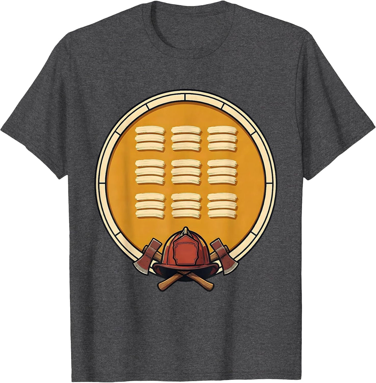 Memorial Badge Firefighter Family Tribute T-Shirt - Dark Heather Grey