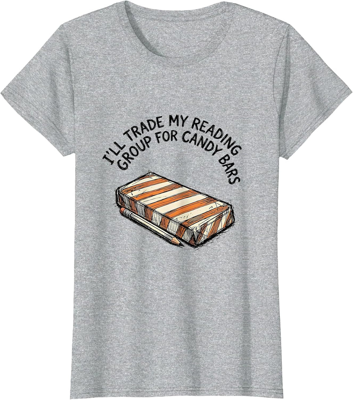 Women's I'll Trade My Reading Group For Candy Bars Teacher Halloween T-Shirt - Heather Grey