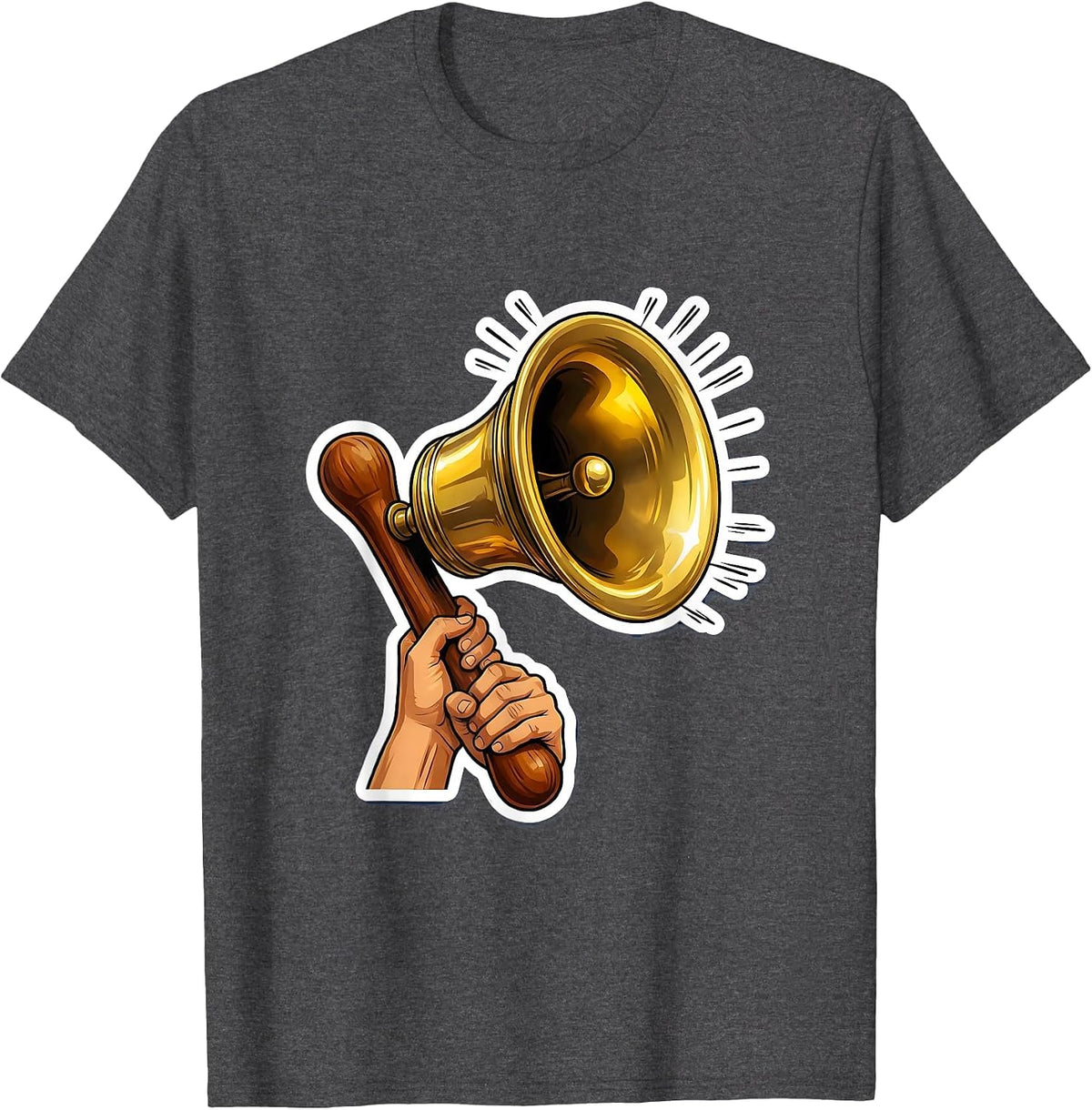 5th Grade Teacher Old School Bell Illustration T-Shirt - Dark Heather Grey