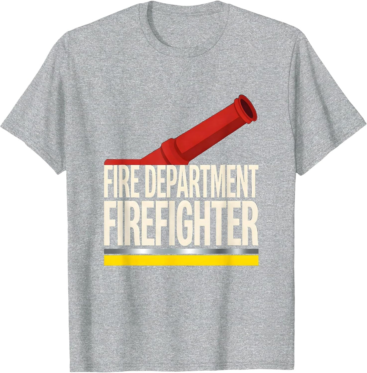 Men's FIRE DEPARTMENT FIREFIGHTER Stencil Graphic Fireman Costume T-Shirt - Heather Grey