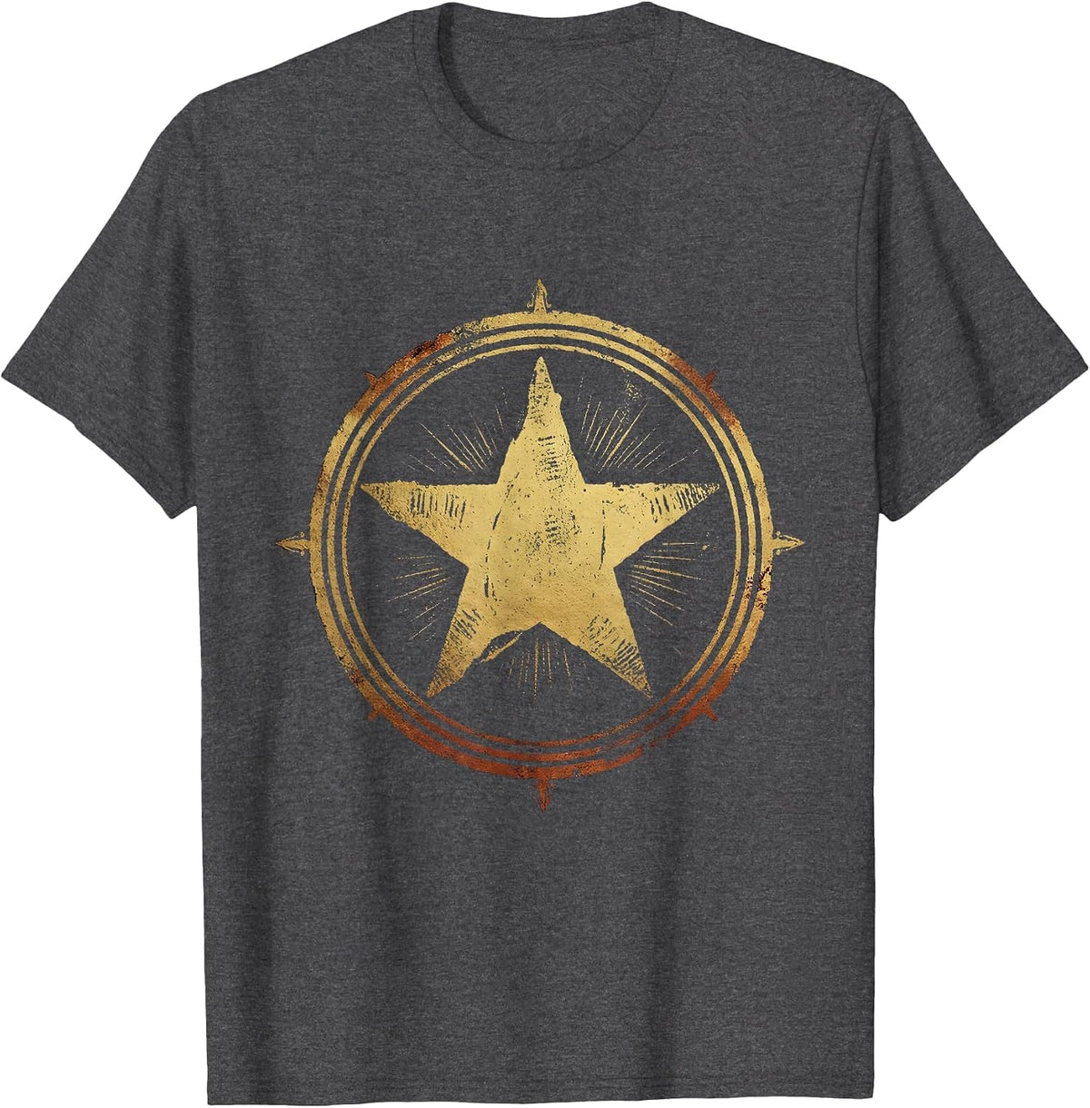 5th Grade Teacher Gold Star Stamp Illustration T-Shirt - Dark Heather Grey
