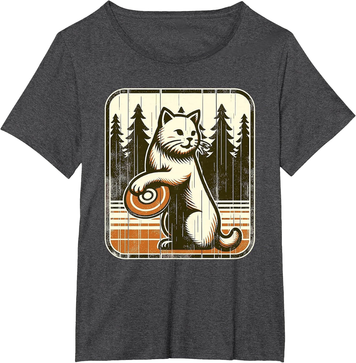 Disc Golfer Cat Disc Golf Player T-Shirt - Dark Heather Grey