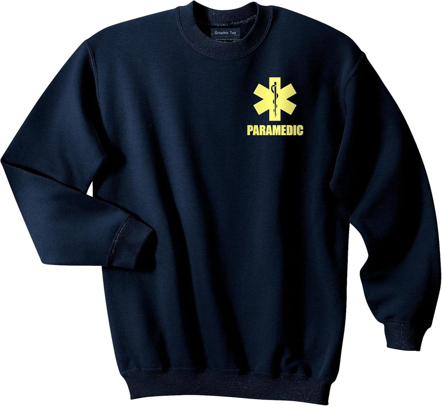 Paramedic crewneck sweatshirt with Reflective decoration both front and back - Navy\/Yellow