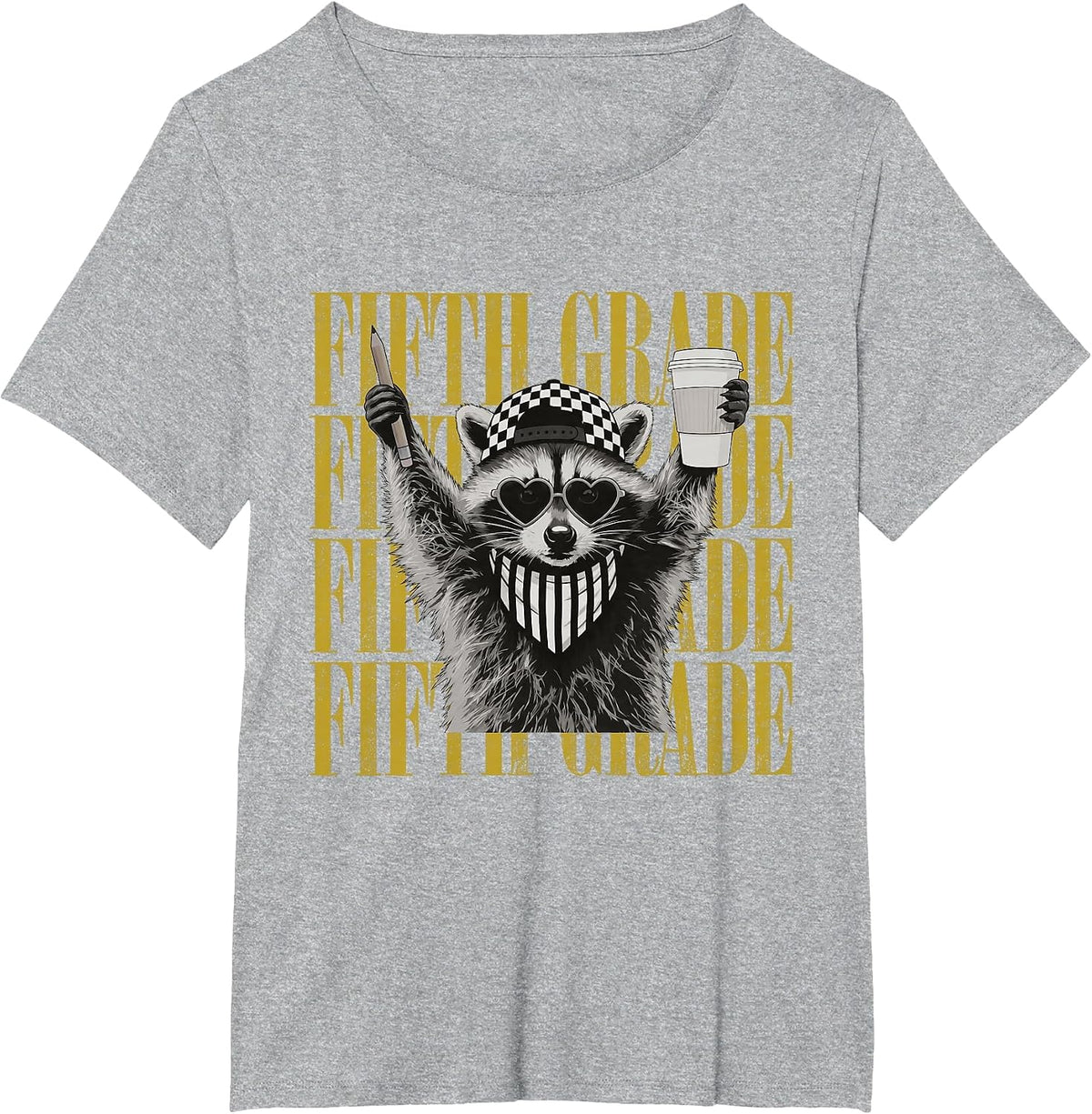 Funny Fifth Grade Teacher Feral Raccoon Back to School T-Shirt - Heather Grey