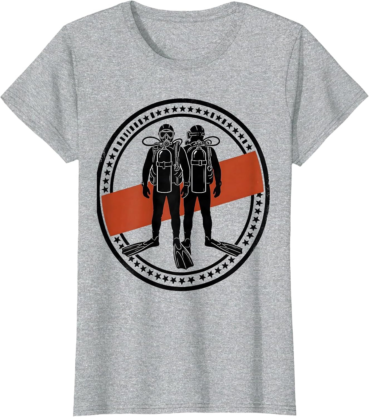 Geared Diver Badge Scuba Diving Enthusiast Humor T-Shirt - Heather Grey