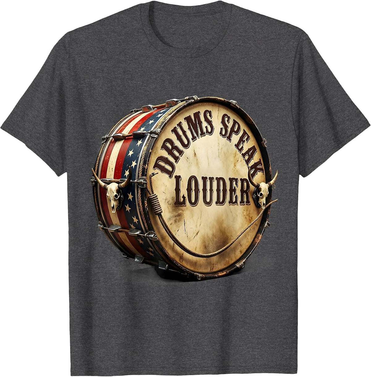 Drums Speak Louder Band Music Graphic Design T-Shirt - Dark Heather Grey