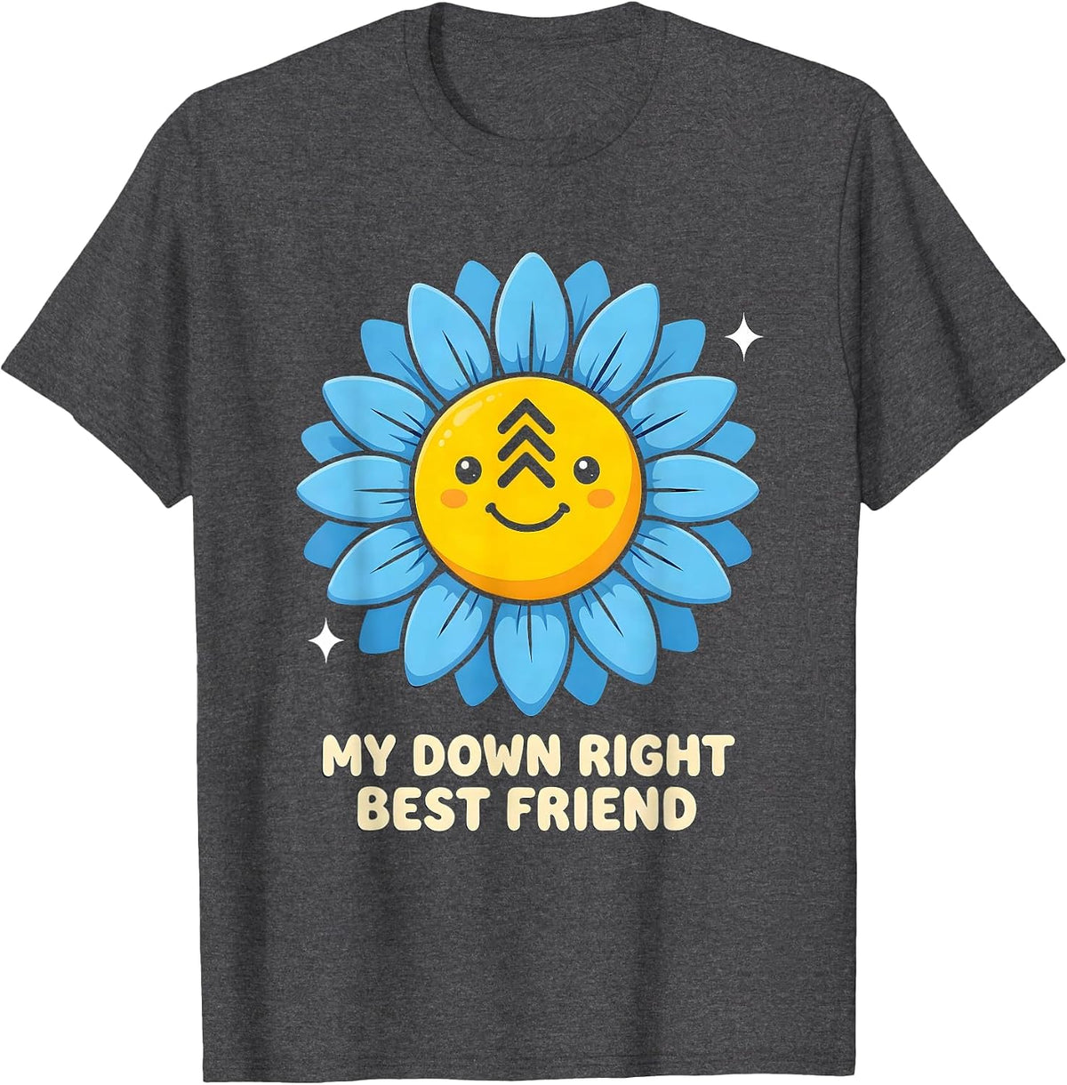 Men's My Down Right Best Friend Cute Kawaii Down Syndrome T-Shirt - Dark Heather Grey
